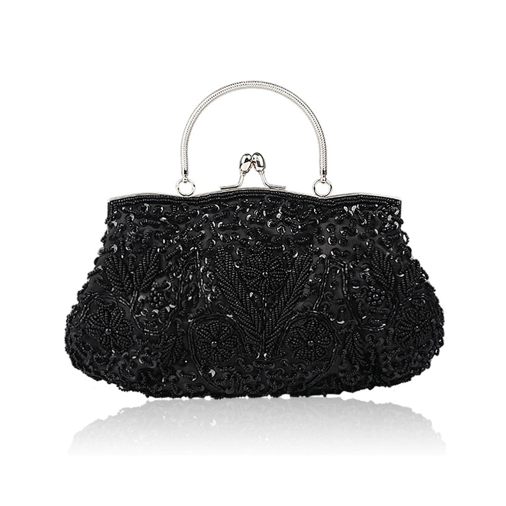 Fashion Retro Women Evening Bags Beaded Ladies Clutch Purse Shoulder Chain Wedding Party Women's Handbag Purses and Handbags