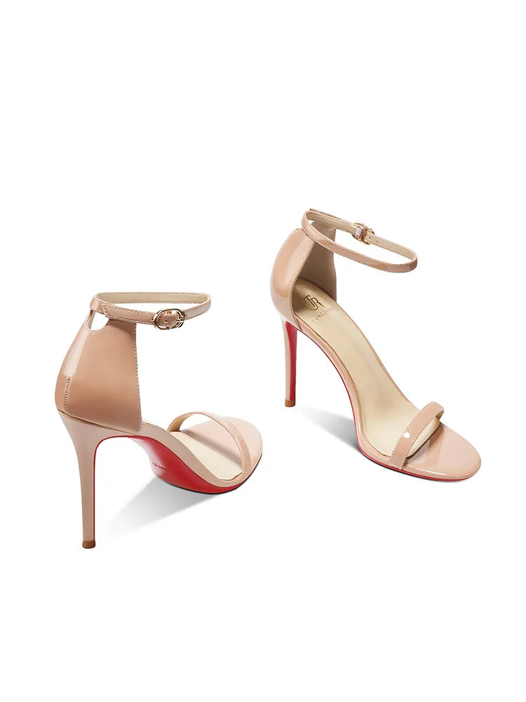 High heeled sandals for women in the summer of 2025, fashionable black, sexy, slim heel, straight buckle high-heeled shoes