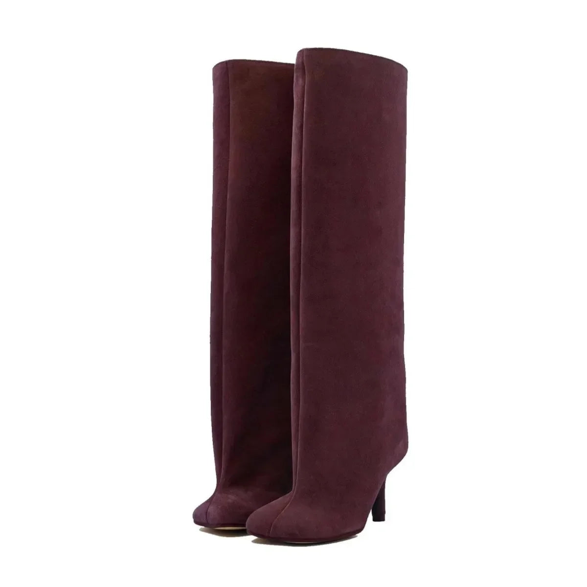 2024 European and American Fashion Stiletto Heels Wide Leg Knee Sleeve Boots Women's Square Head Suede Warm Boots