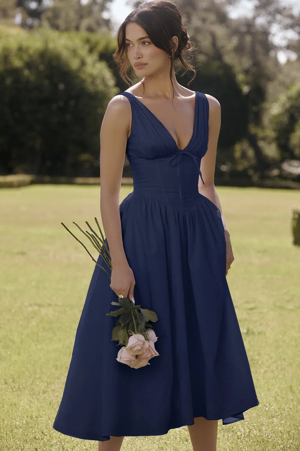 NIDANSSI White Pleated Lace Up Backless Holiday Casual Dress Women Elegant Sexy Dress Bodycon Midi Long Summer Dress Vestidos