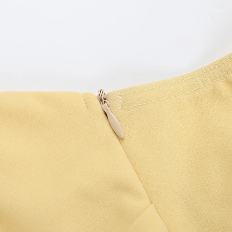 NIDANSSI Yellow Strapless Backless Evening Party Dress Women Pleated Bodycon Elegant Sexy Dress Midi Long Summer Dress Vestidos