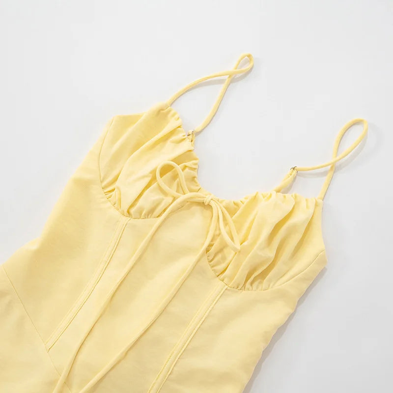 Mozision Spaghetti Strap Lace-up Sexy Mini Dress Women Elegant Off-shoulder Sleeveless Backless High Waist A-line Club Dress