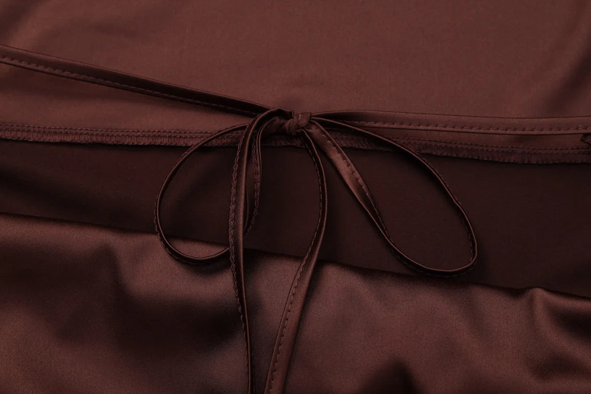 Talenza Sexy Deep V-Neck Long Dress Solid Fashion Ruched Lace Up Backless Slim Dress Elegant Vintage Luxury Party Evening Dress