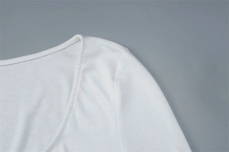 Mozision Square Collar Long Sleeve Sexy Maxi Dress For Women Autumn Winter White Single-breasted High Waist Bodycon Club Dresses