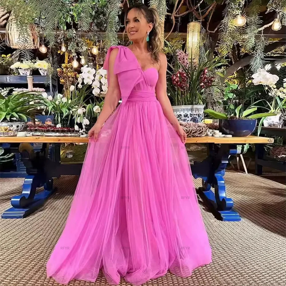 RFYR Yellow One-Shoulder Prom Dress Sweetheart Long Pleat Boned Evening Dress High Split Elegant Formal Party Gown Customized