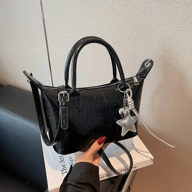 Luxury Designer Messenger Bag For Ladies, Genuine Leather Crossbody Purse With Detachable Strap, Vintage Shoulder Work Tote