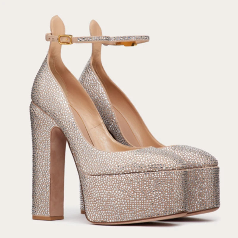 European and American Women's Niche Brand Fashion Sexy Runway Show Banquet Single Shoe Buckle with High Heels Sandals